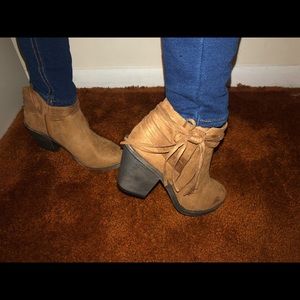 Brown booties with fringes super cute!!
